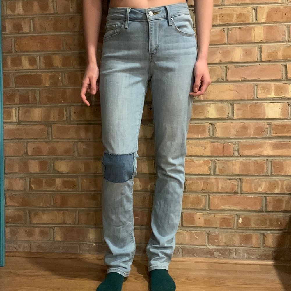 Levi’s Mid Rise Patchwork Skinny Jeans